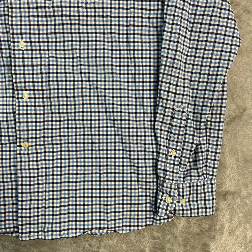 Barbour Gingham Check Tailored Fit Button Shirt Mens Medium Blue White Preppy